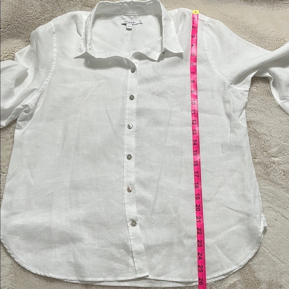 Chico's Classic White Button-Down linen Shirt - Picture 8 of 10